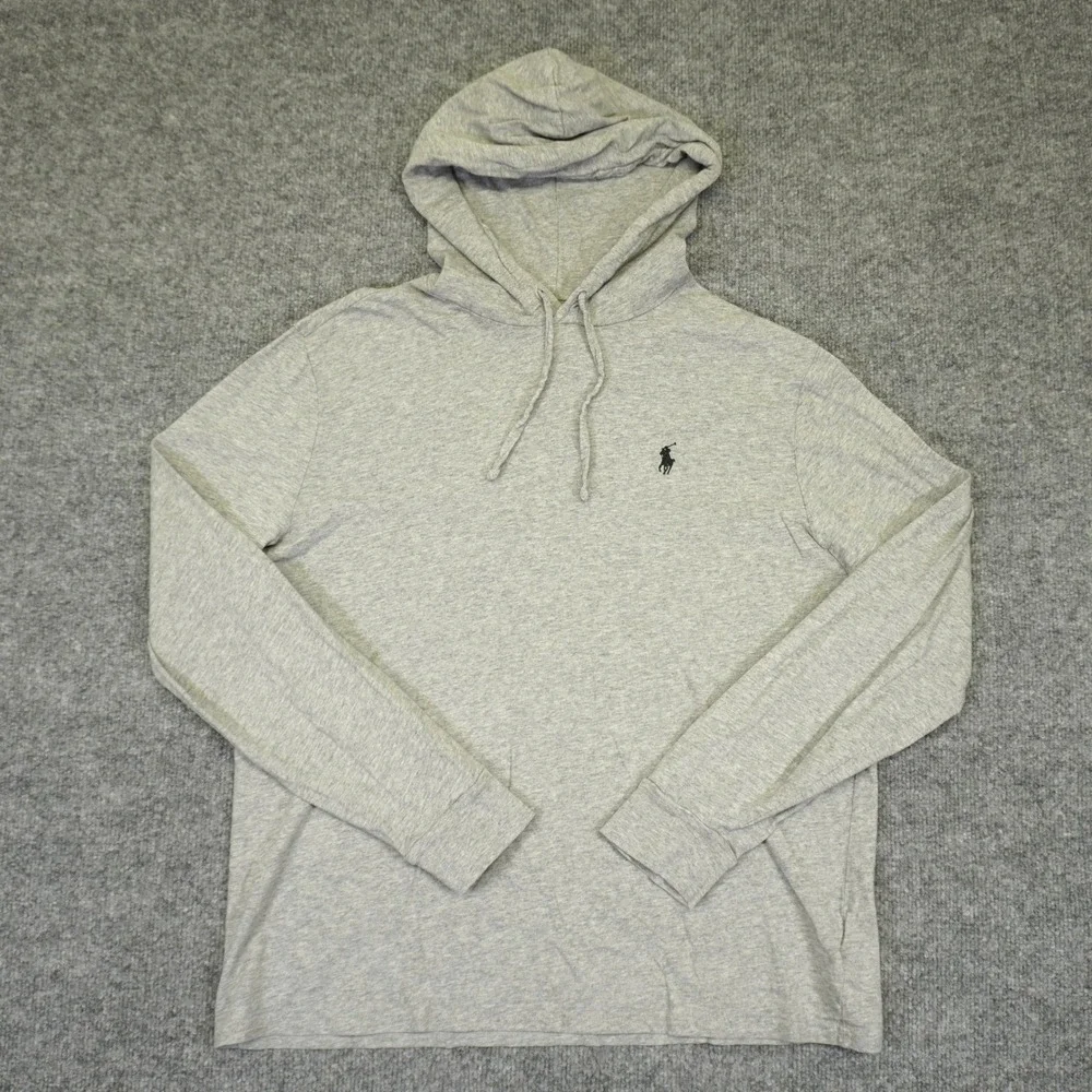 Polo Ralph Lauren Hoodie Mens Large Gray Lightweight T-Shirt Pony Preppy Shirt